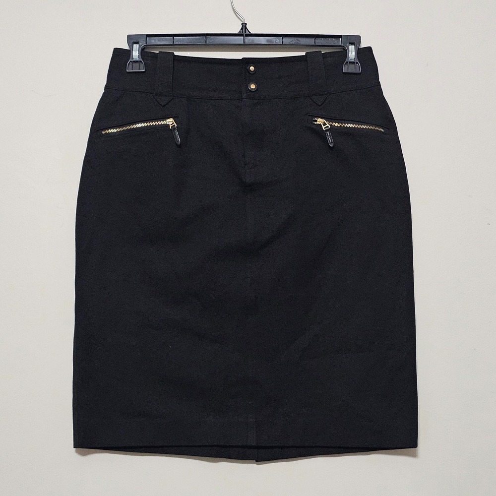 Lauren Ralph Women's Skirt 6‎ Fits Small Black Short Gold Details Accessory 561
